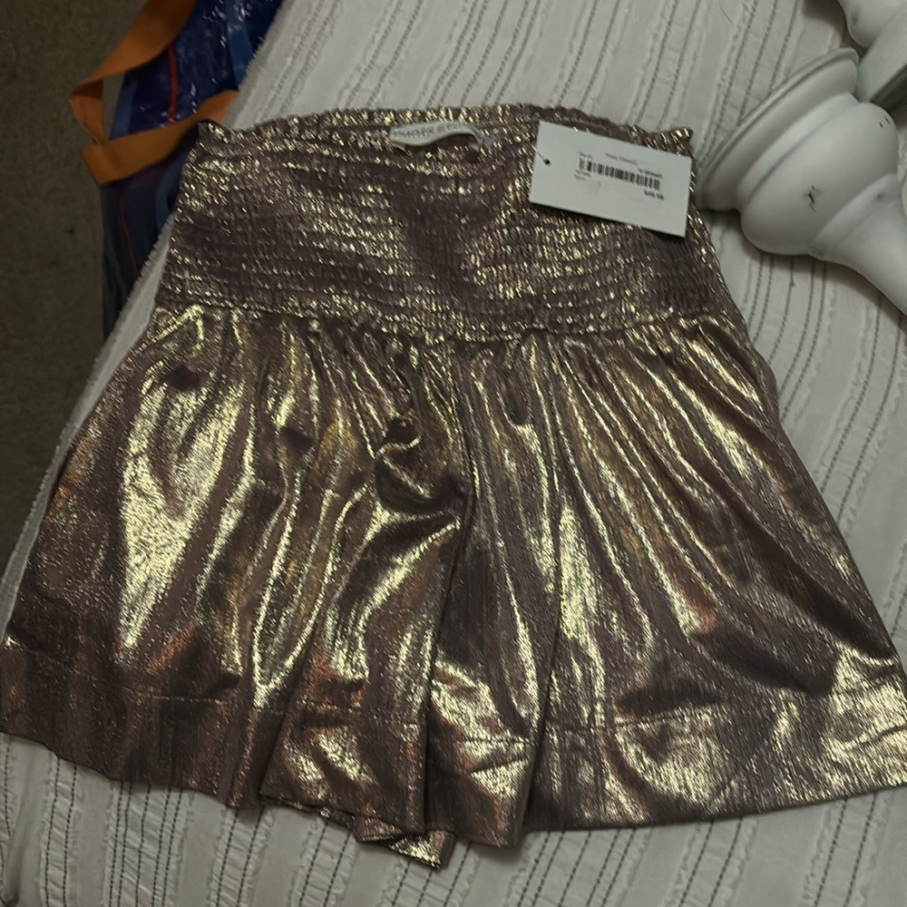 Super cute pinkish gold flowing shorts from the pants store